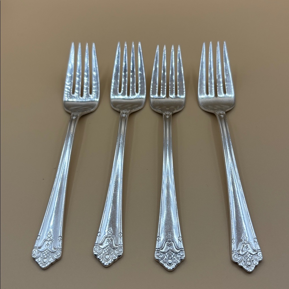 1847 Rogers Bros (IS) Her Majesty - Four Salad/Dessert Forks #5